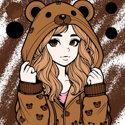 realistic girl in a animal pjs hoodie