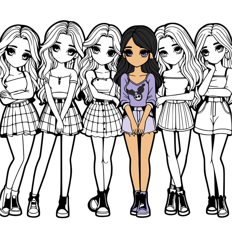 a group of girls realistic