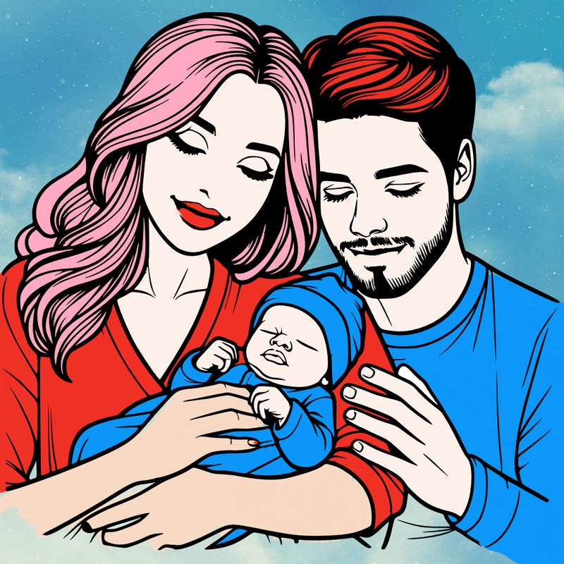 realistic mum dad and newborn