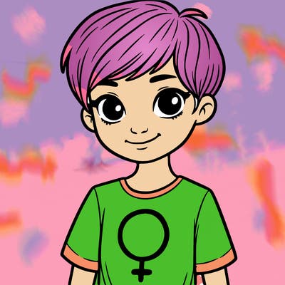 girl with pixie cut and feminist shirt