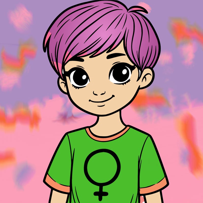 girl with pixie cut and feminist shirt
