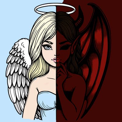 realistic angel half demon