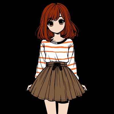 realistic girl with a skirt on