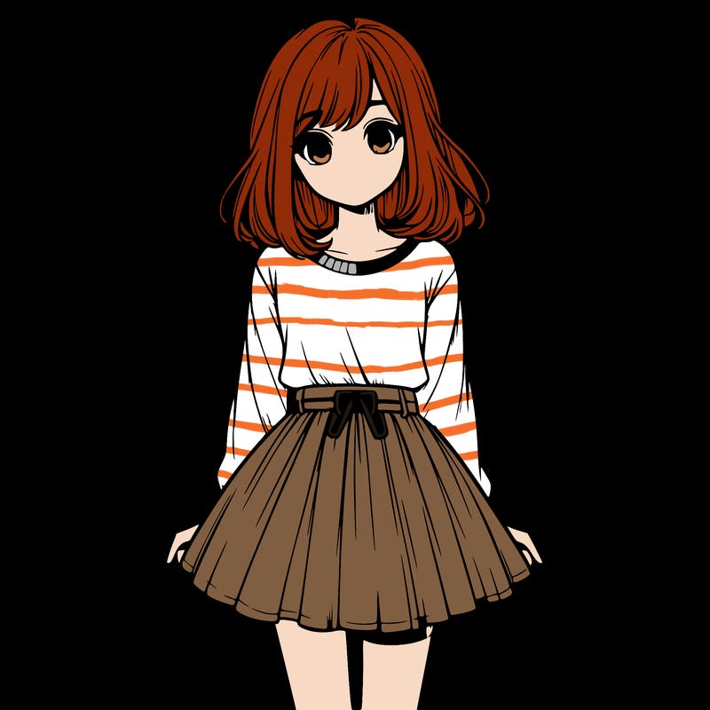 realistic girl with a skirt on