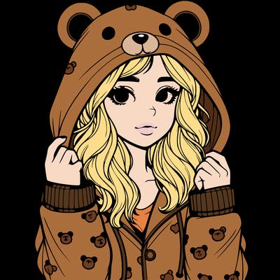 realistic girl in a animal pjs hoodie