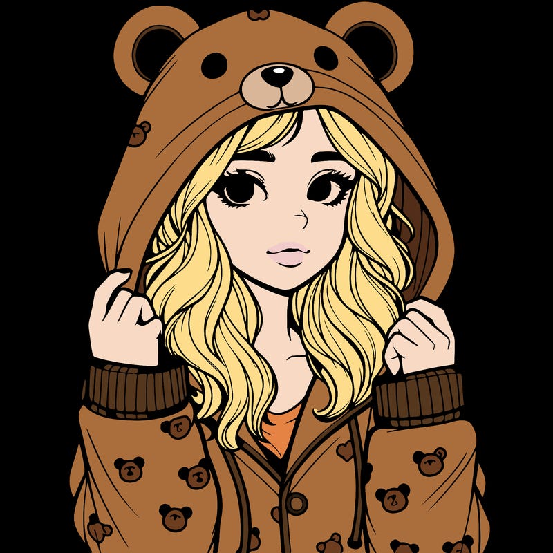 realistic girl in a animal pjs hoodie