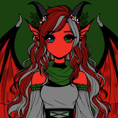 realistic girl with dragon wings horns and a tail