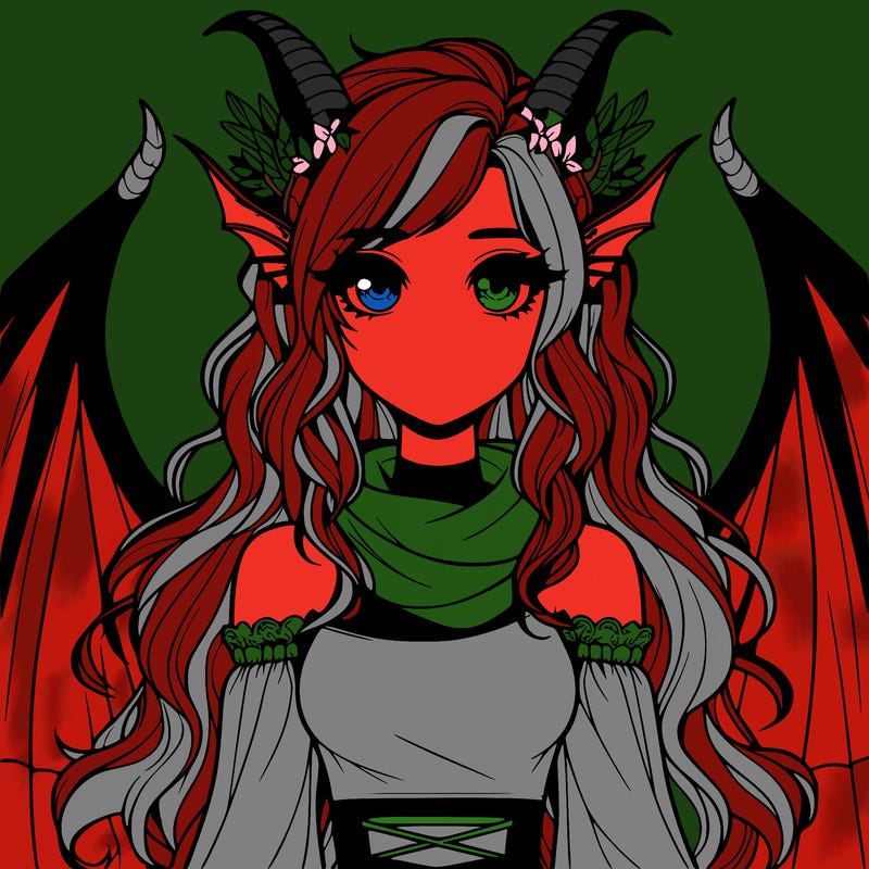 realistic girl with dragon wings horns and a tail