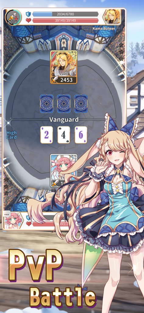 Reversal of Deck - Competitive real-time PvP battle in the Reversal of Deck mobile card game featuring an anime character