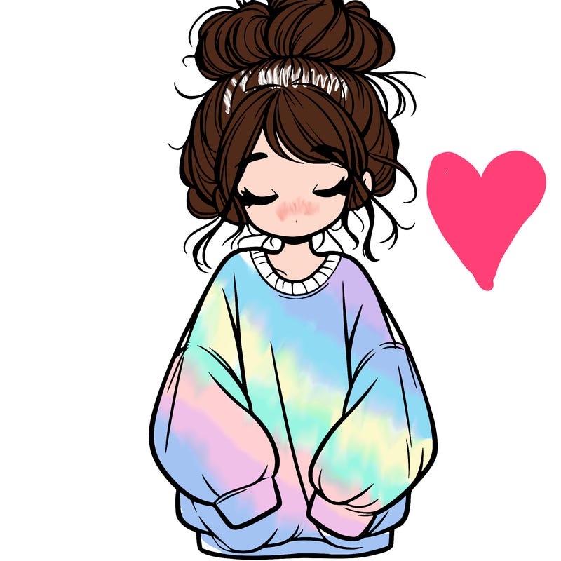 girl with baggy sweatshirt and messy bun