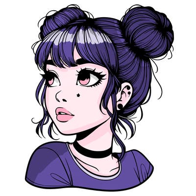 realistic girl with spacebuns