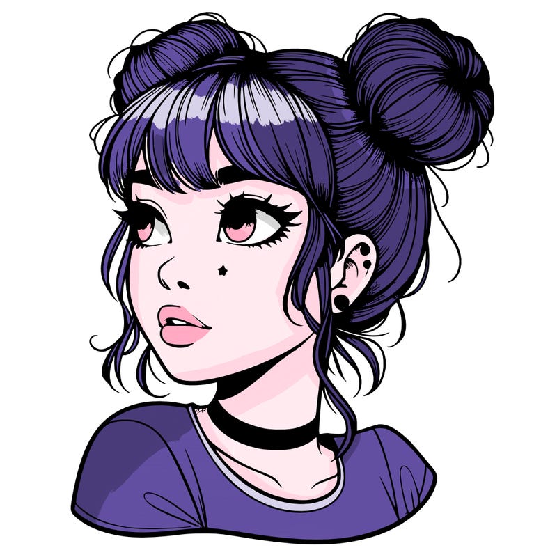 realistic girl with spacebuns