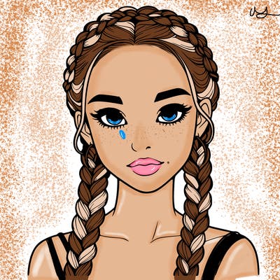 realistic girl with braids