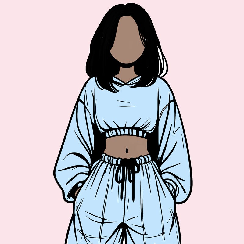 realistic girl faceless with baggy pants and a crop top