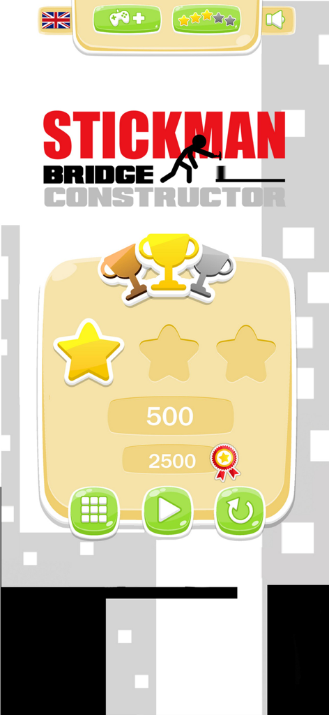Stickman Bridge Constructor - Stickman Bridge Constructor game home screen showing player scores and trophies