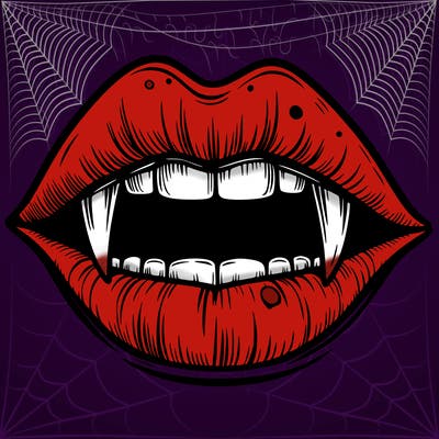 lips with vampire teeth