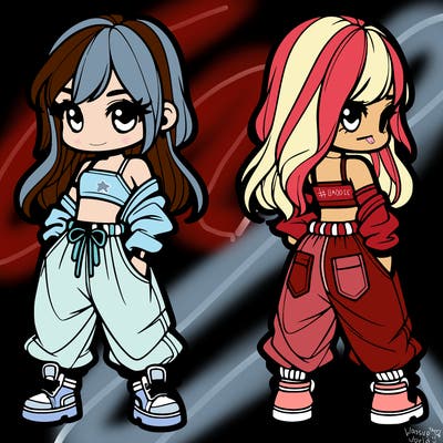 girl in crop top and baggy pants