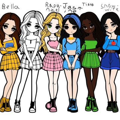 a group of girls realistic