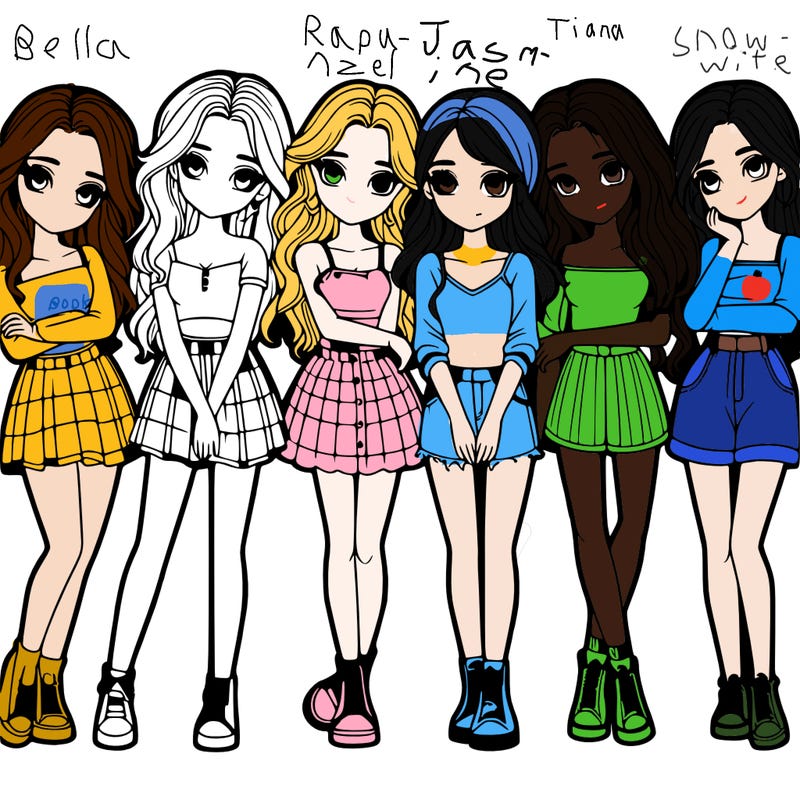 a group of girls realistic