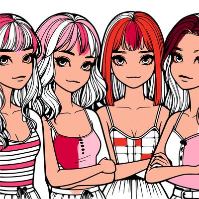 four realistic girls