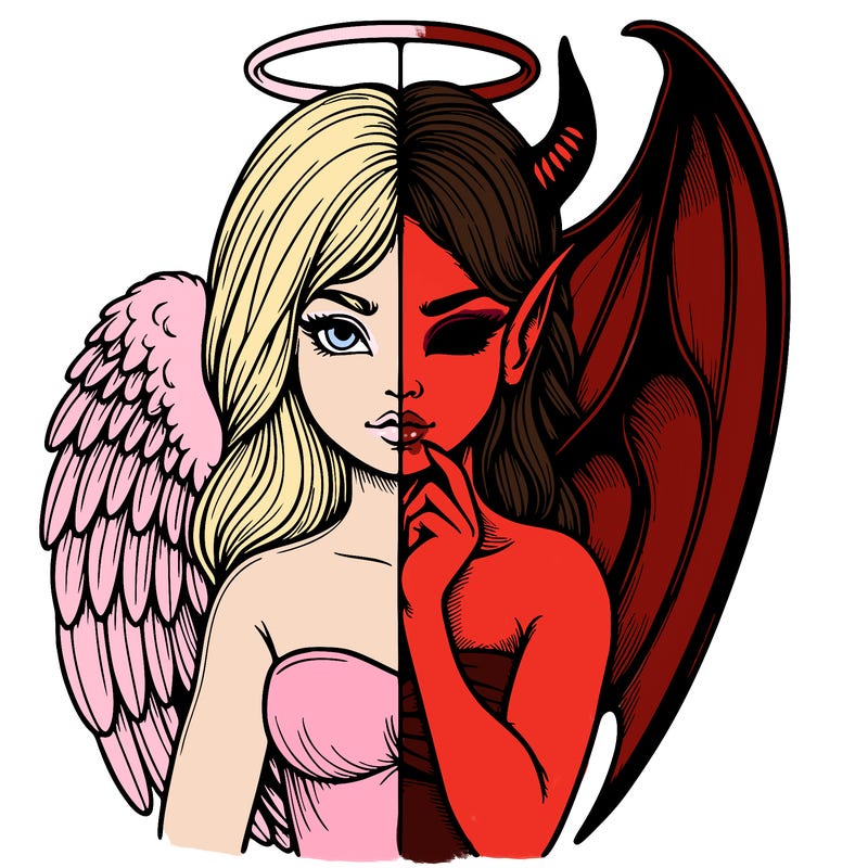 realistic angel half demon