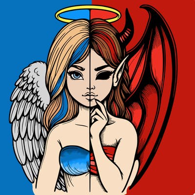 realistic angel half demon