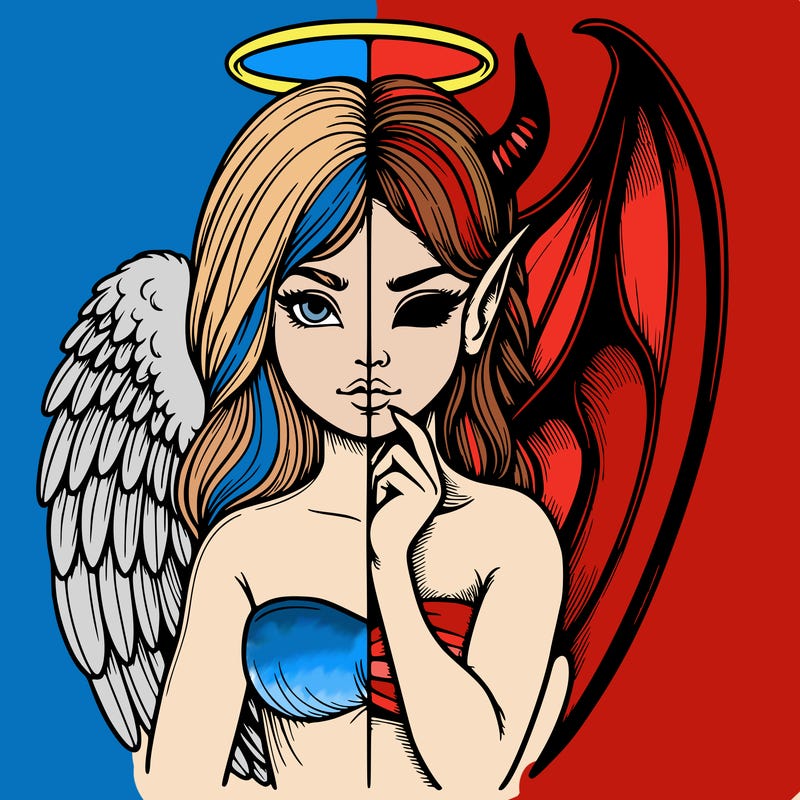 realistic angel half demon