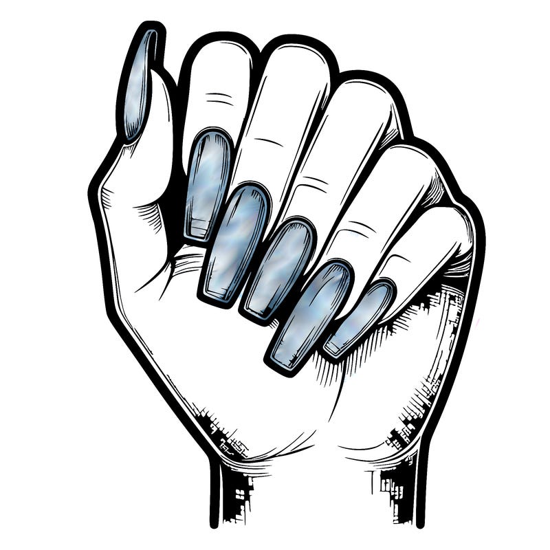 realistic hand with square nails