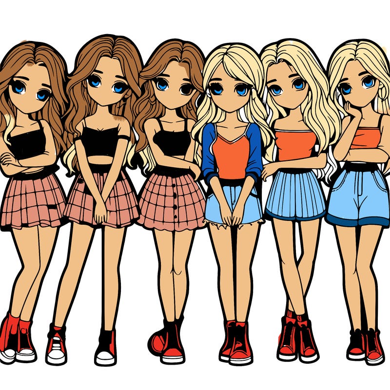 a group of girls realistic
