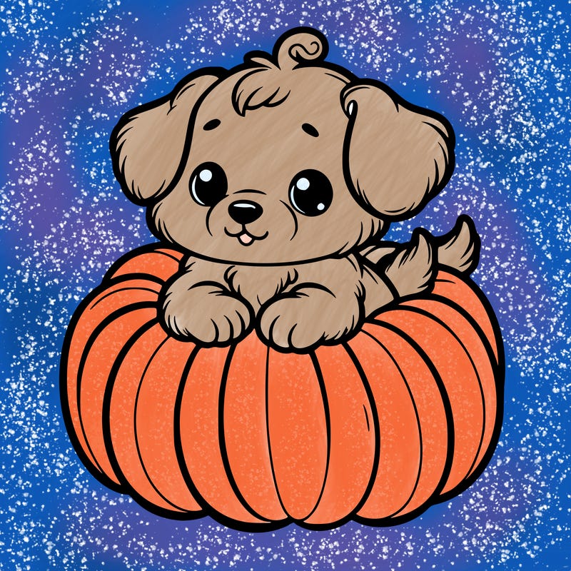 cute little puppy in a pumpkin