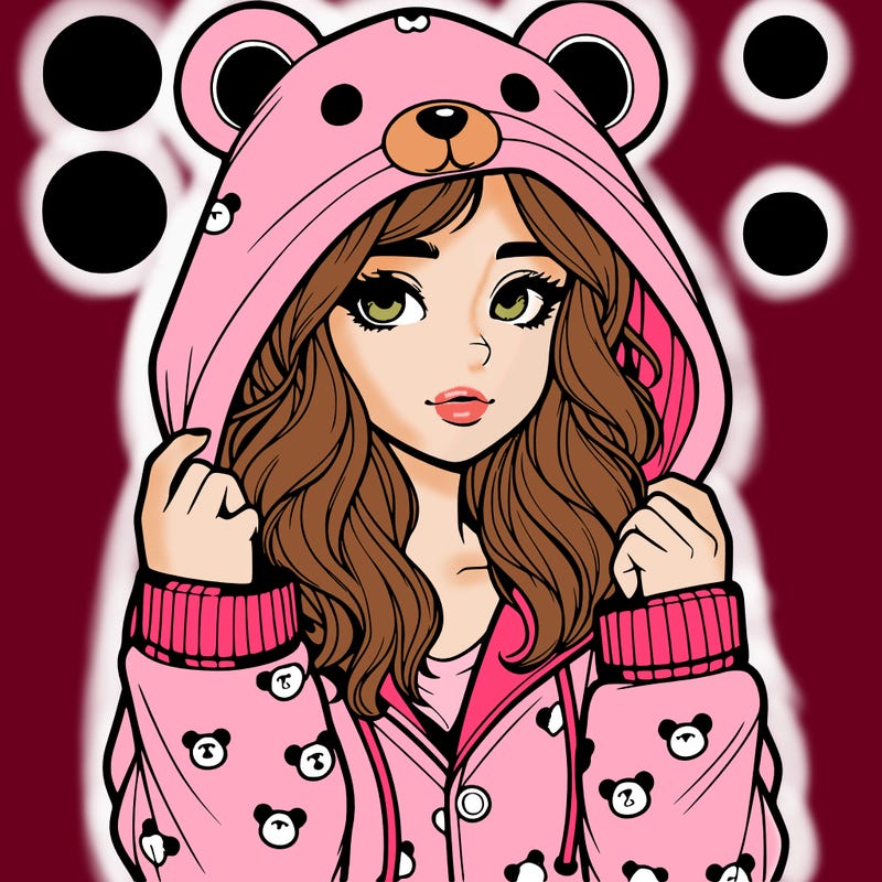 realistic girl in a animal pjs hoodie