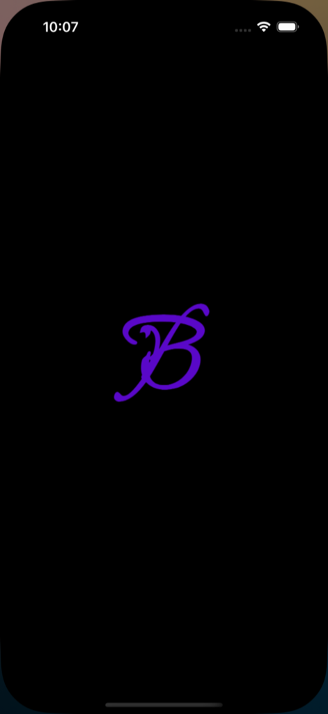BÄNTR.LIVE - Schermata di avvio dell'app Bantr Live con un logo a forma di lettera B corsiva viola