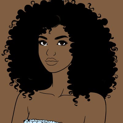 realistic woman with very curly hair