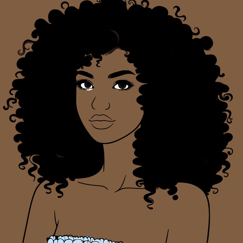 realistic woman with very curly hair