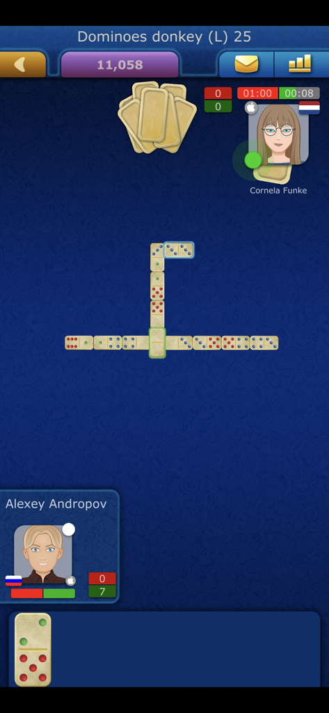 Online Dominoes LiveGames - Online Dominoes Donkey game match with real players on a dark blue background