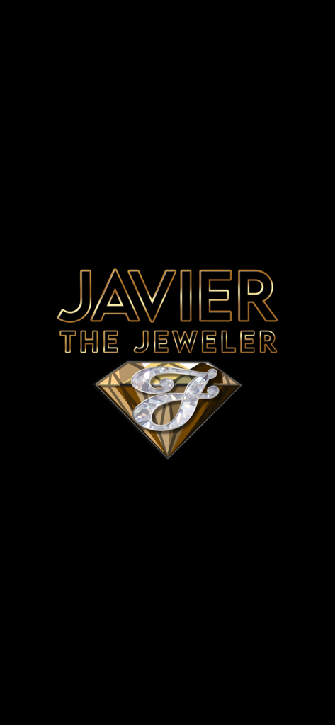 Javierthejewelernyc - Gold Javier the Jeweler logo and a diamond studded letter J graphic