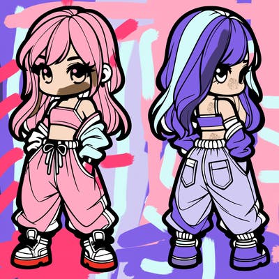 girl in crop top and baggy pants