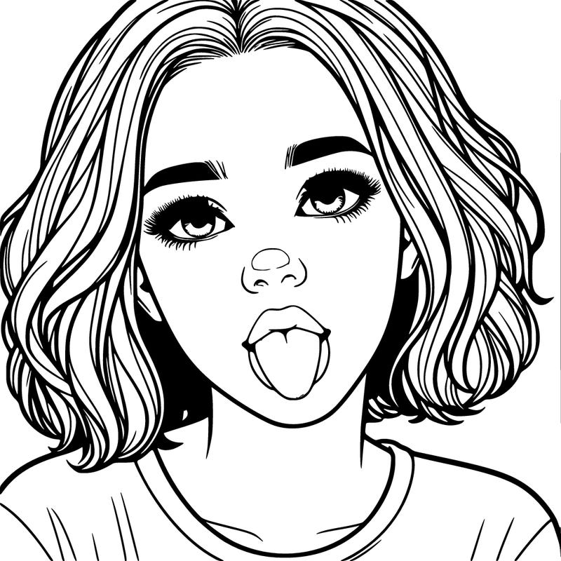 realistic girl, sticking out her tongue
