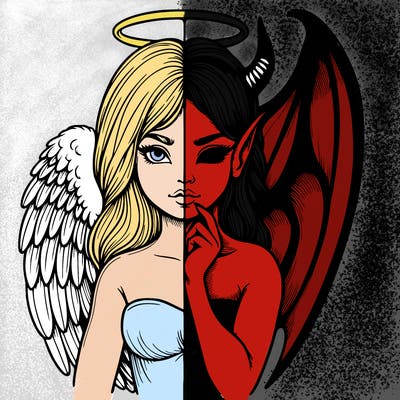 realistic angel half demon