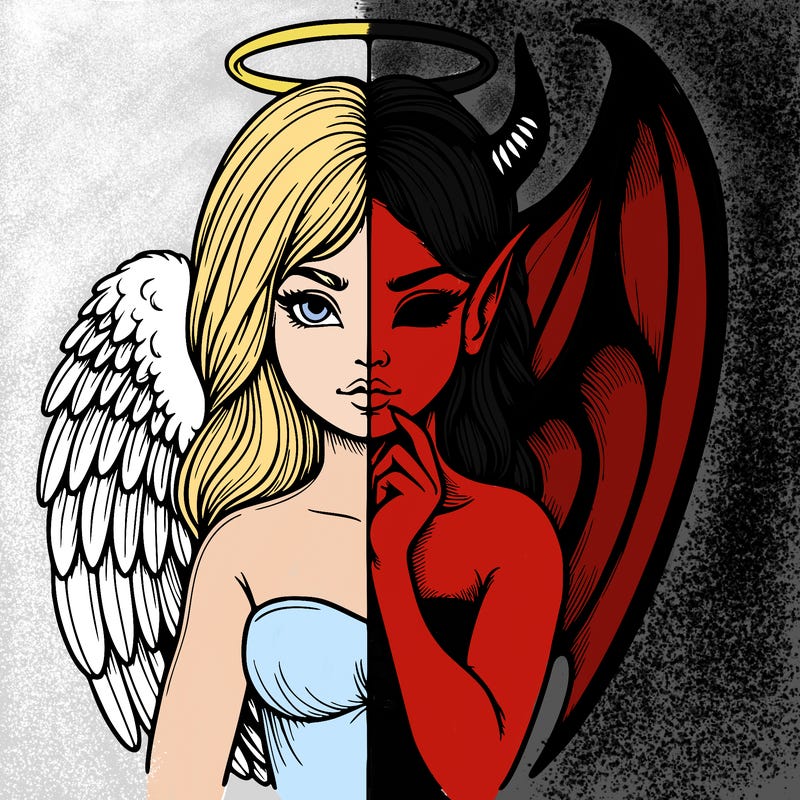 realistic angel half demon