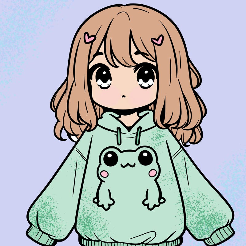 girl wearing frogging sweatshirt