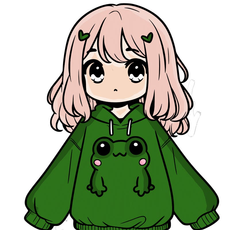 girl wearing frogging sweatshirt