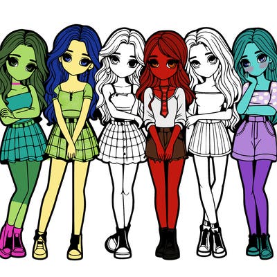 a group of girls realistic