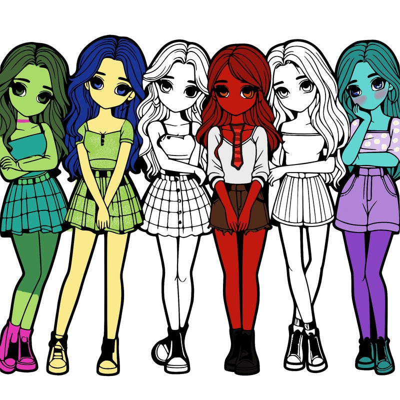 a group of girls realistic