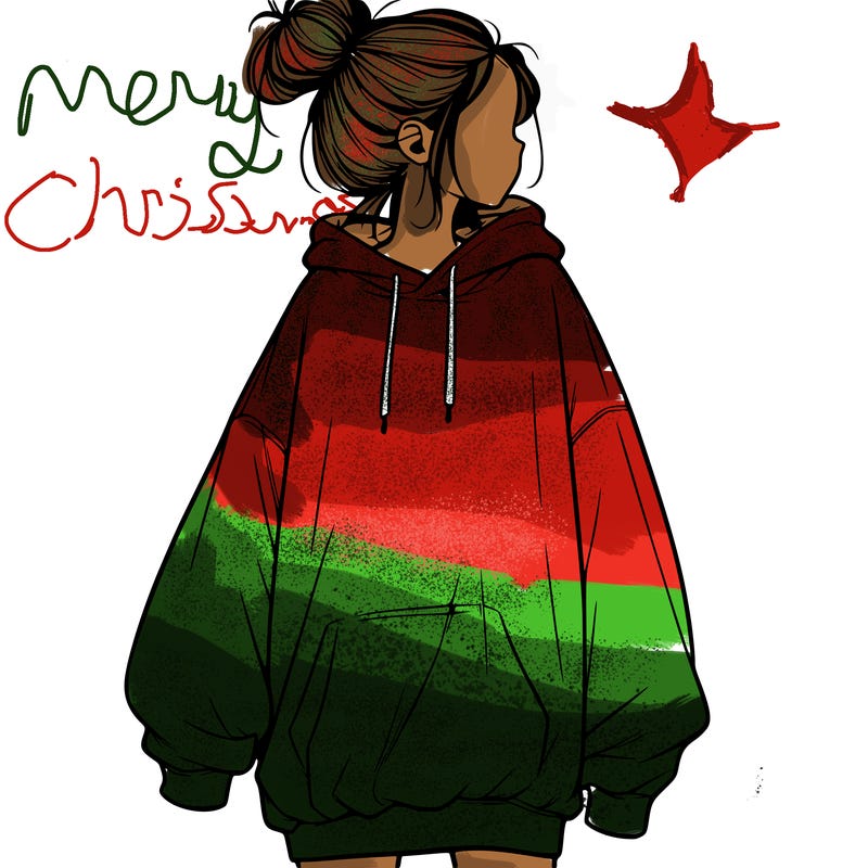 realistic girl with a oversized sweatshirt on and a bun