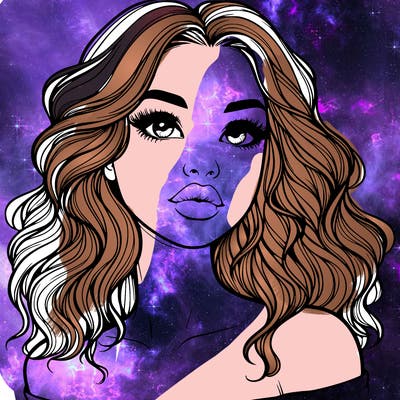 realistic girl with wavy hair and lips