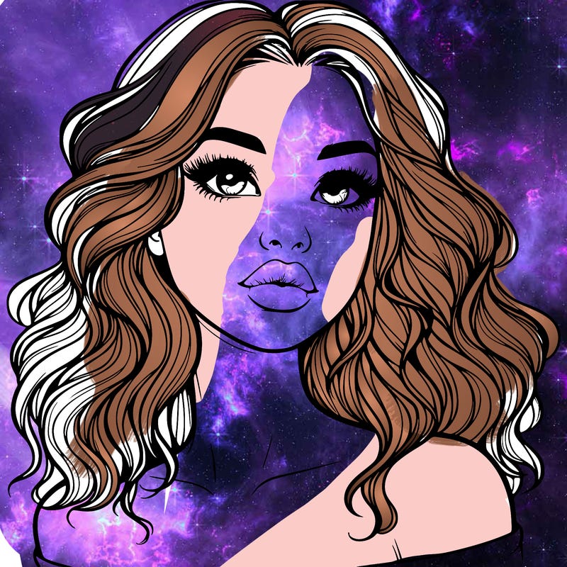 realistic girl with wavy hair and lips