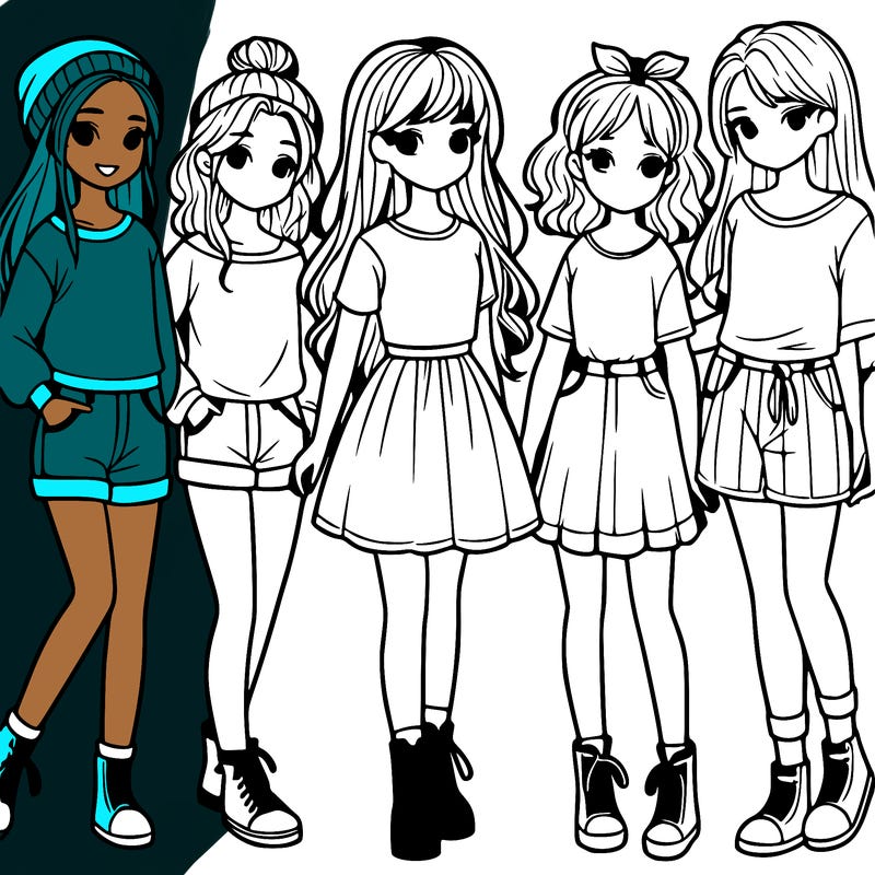 a group of five girls