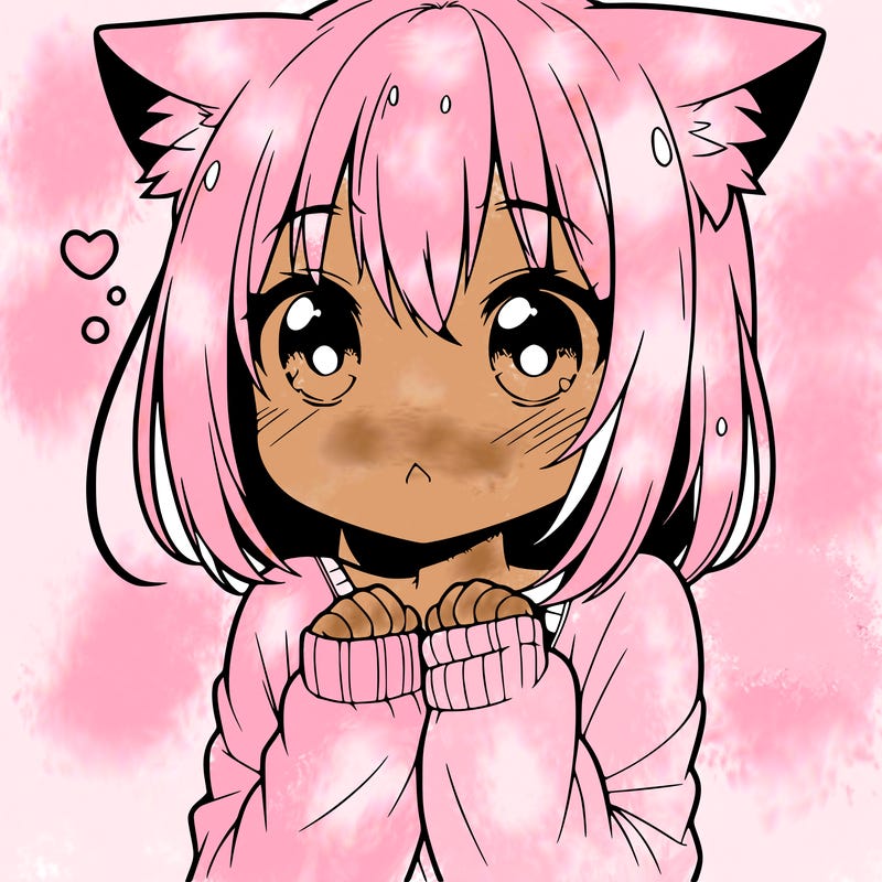 shy anime catgirl