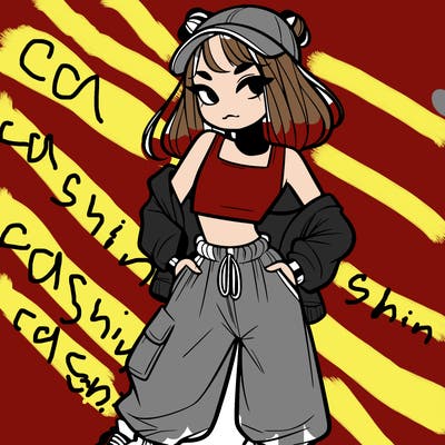 girl in crop top and baggy pants